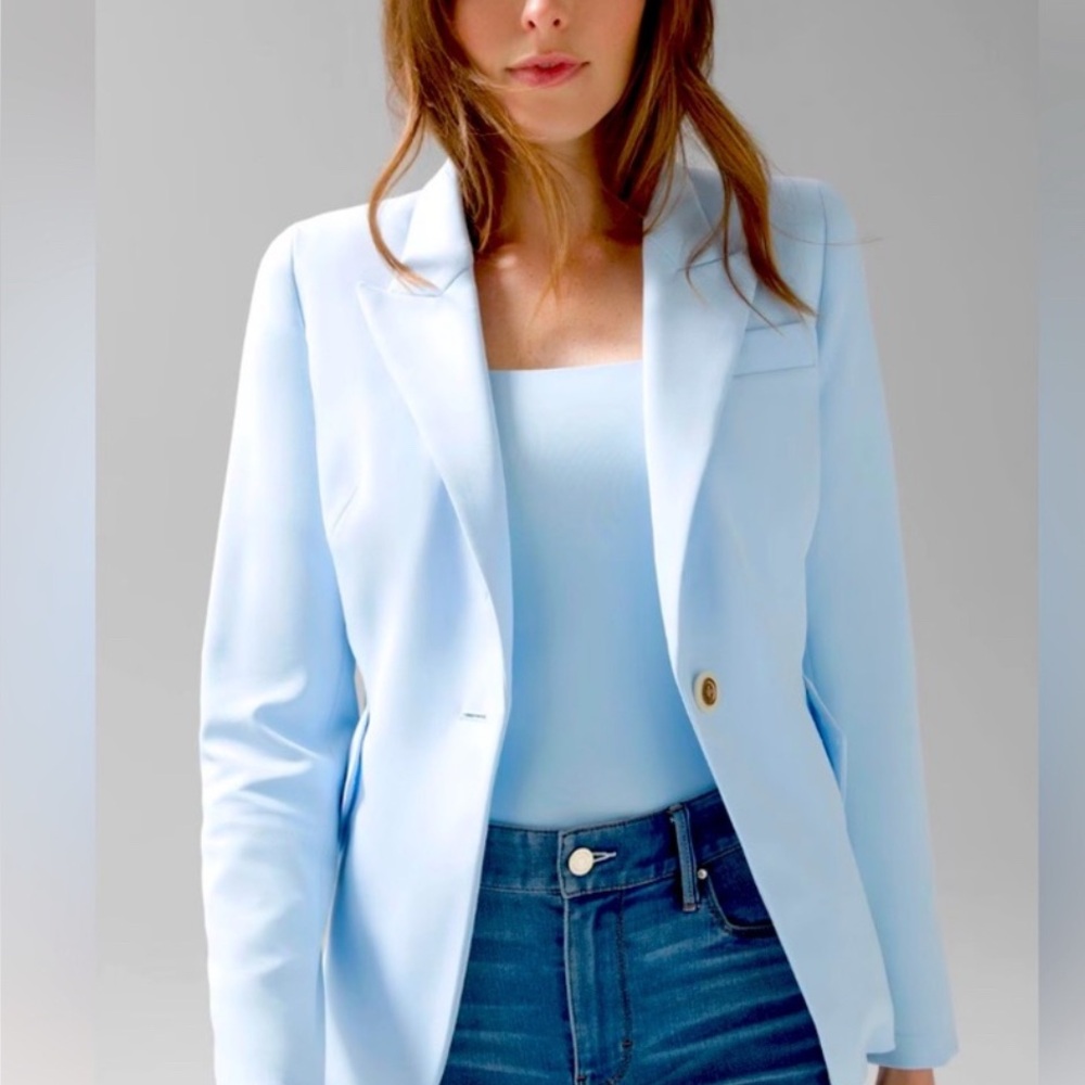 White House Blavk Market light blue suit jacket and pants to match.